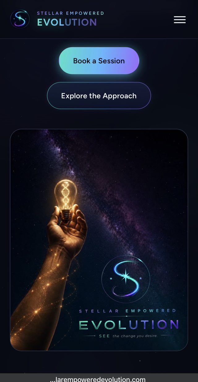 Stellar Empowered Evolution website on a phone